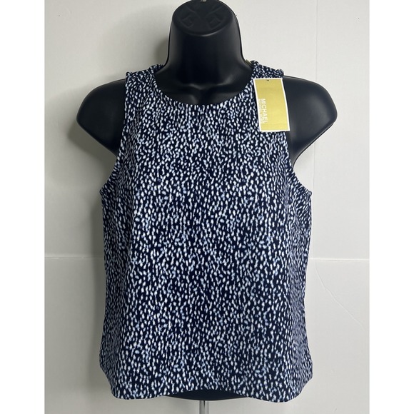 Michael Kors (MK) Women's Printed Blue Tank‎ Top Zipper Back Size Small~ NWT - Picture 1 of 10
